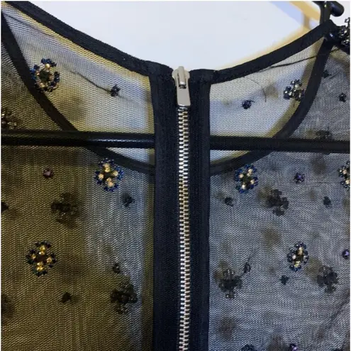 Sandro black sapphire colored jewel encrusted sleeveless dress size 2