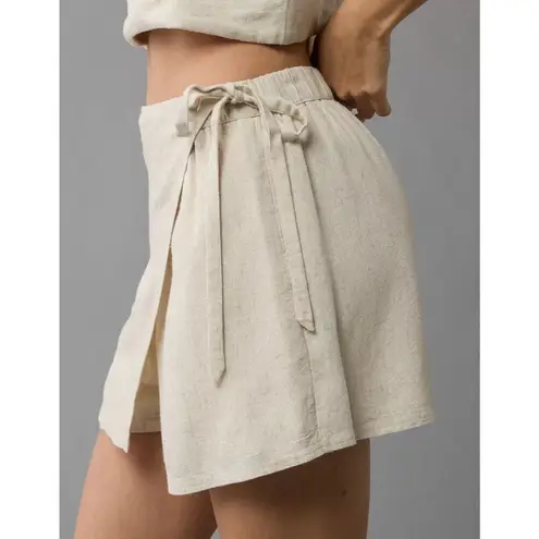 American Eagle AE Linen-Blend Faux Wrap Skort Size Large