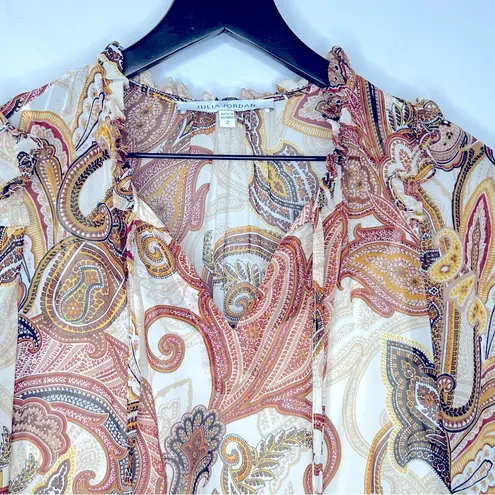 Julia Jordan Floral Print Long Sleeve Tiered Chiffon Midi Dress Size 2