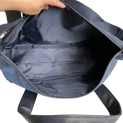 Jimmy Choo Navy Blue Canvas and Leather Trim Weekend Travel Bag