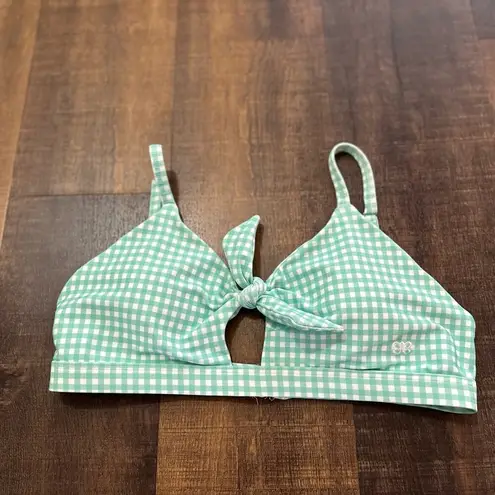 ALBION FIT Mint Checkered/Gingham Tie Bikini Swim Top Size XL