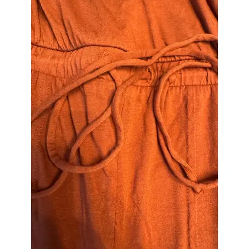 Michael Stars Womens Jumpsuit Rust Orange Drawstring Waist Casual Comfy size S - Image 2