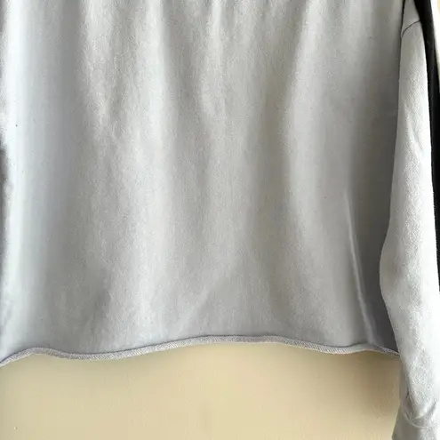 destined Y2K Cropped Sweatshirt, Light Blue/Black/White Striped, Size Medium