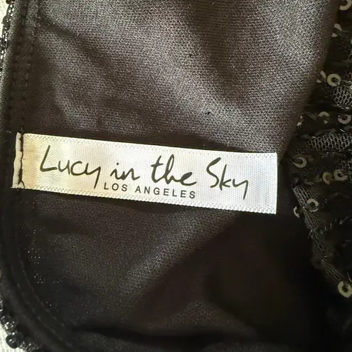 Lucy in the Sky  | Doja Sheer Black Sequin Maxi Skirt with Leg Slit | Extra Small thumbnail 7