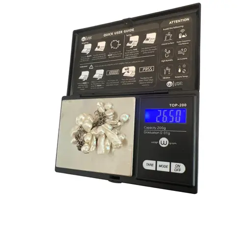 Vintage Sterling Silver Baroque Pearl Y Drop Necklace Collar Estate Adj 17" READ