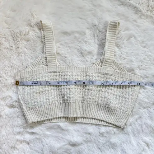 Cider Cream Knit Crop Top with Peach Detailing S - Cream