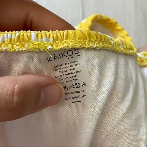 Kaikos Bikini Bottoms smocked cheeky side tie womens Yellow (medium) swim beach