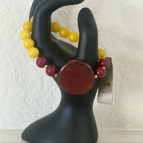 Barse yellow Jade and agate stretch bracelet