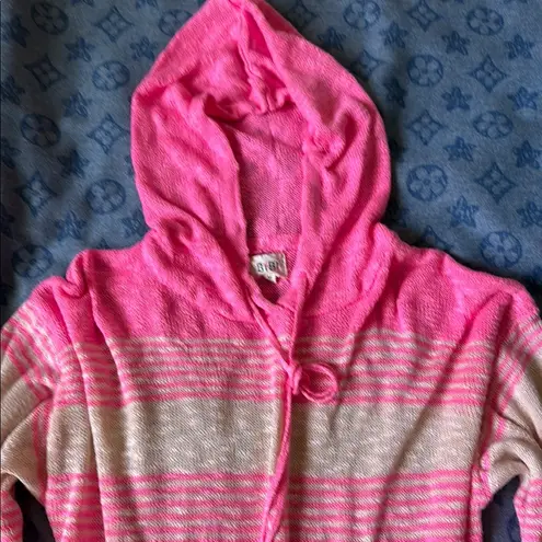 BiBi Pink and White Hooded Sweater with Stripes Size M