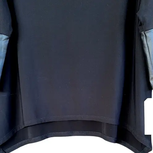 NWT Clara Sun Woo Faux Leather Sleeve Top Black Generous Size XS