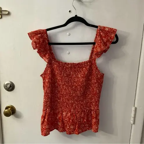 Madewell  Lucie Smocked Floral Peplum Top Size 14