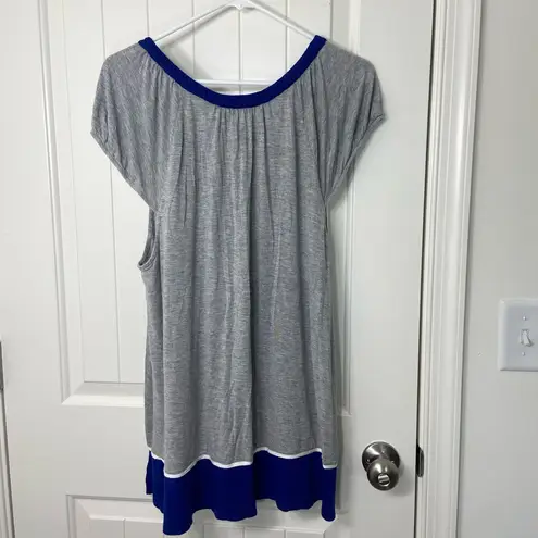 Simply Vera Vera Wang women’s gray blue bow neck loose stretch pajama top XXL