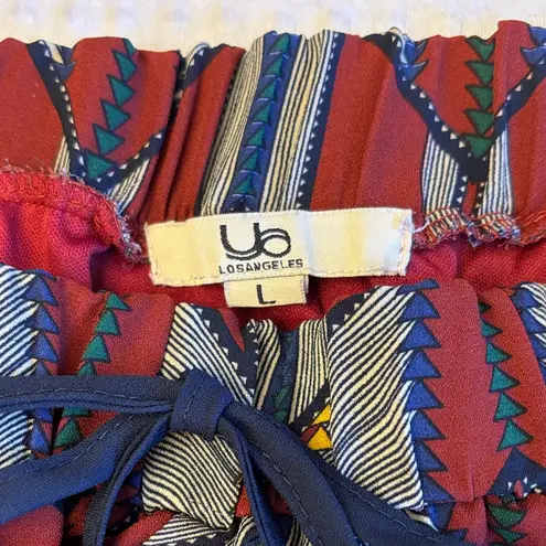 YA Los Angeles LARGE Multicolor Geometric Silk Joggers Loose Elastic Waist Pants