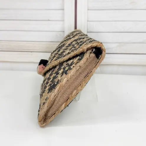 America & Beyond Printed Woven Jute Boho Envelope Clutch Bag Tan Black