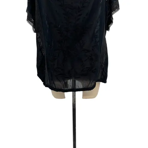 Ba&sh Embroidered Top Blouse Short Sleeve Lace Sleeve Black Size 3 US Large