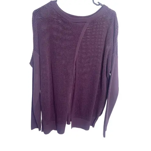 Sweaty Betty  Womens Open Back Open Knit Sweater Purple Size large N