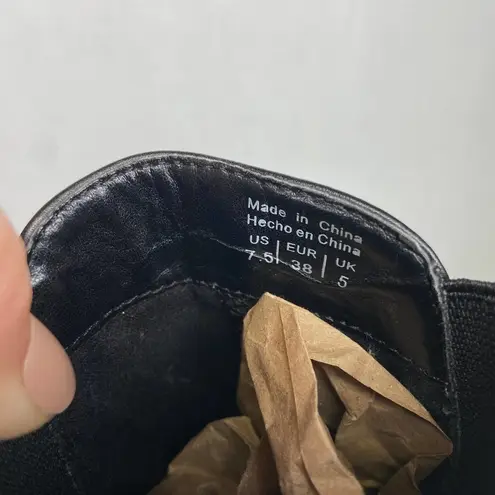 ALDO ‎ Black Leather Ankle Boots Pointed Toe Block Heel Elastic Side Panels thumbnail 6