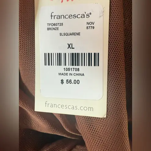 Francesca's Bodysuit Bronze Sequin Sleeveless Round Neck Party XL NWT Brown