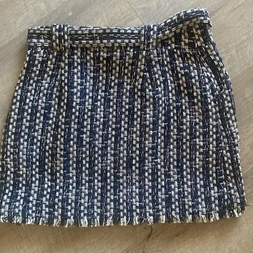 RAMY BROOK
Ashley Belted Tweed Mini Skirt Sz 10 Blue