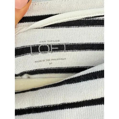 Ann Taylor A1  LOFT Striped‎ Knit Top 3/4 Sleeve Boat Neck 100% Cotton