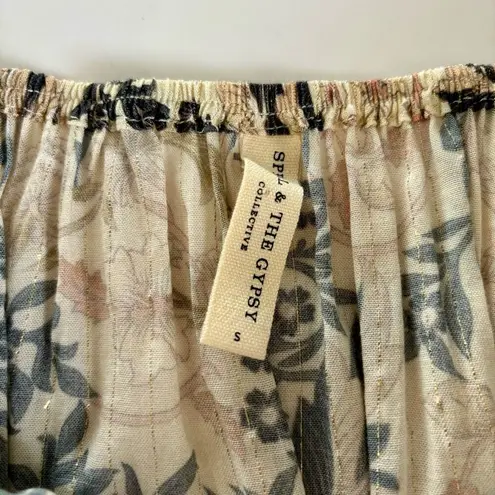 Spell & The Gypsy Pearl Oasis Off the Shoulder Cropped Floral Blouse Size Small