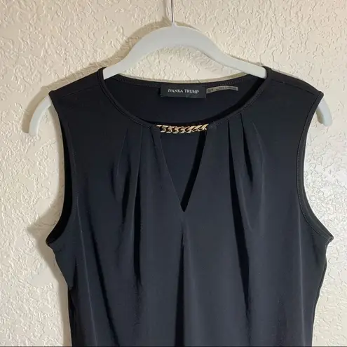 Ivanka Trump Classic Black Sleeveless Top w/ Chain Neck Design - Small