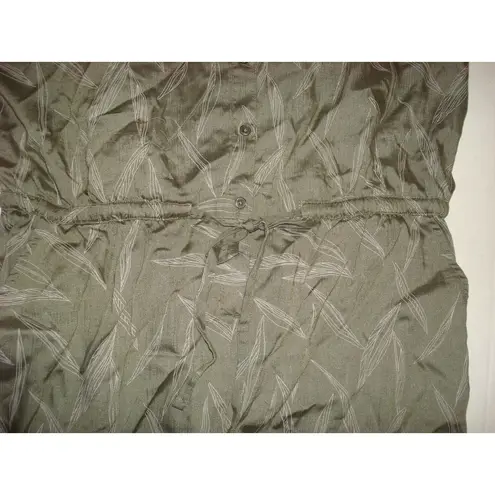 prAna New NWT Romper Weekend Escape L Womens Tie Pockets Rye Green Leaves Button