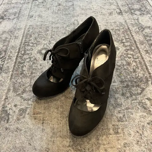 Impo Elegant Charcoal Lace-Up Heels