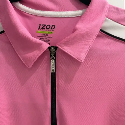 IZOD Performance Golf Pink and White Polo Shirt XL DriFit Cool Fx