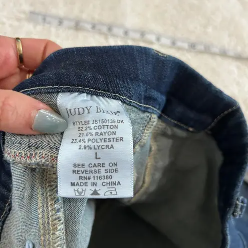 Judy Blue  WMNS SZ L 4” Dark Blue Wash Pull On Jean Casual Bermuda Denim Short