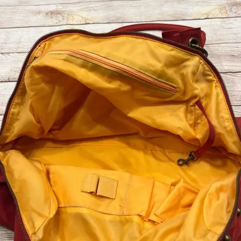 Baggallini Red Nylon Travel Carryall Shoulder Bag Hobo Purse Gold Tone Hardware