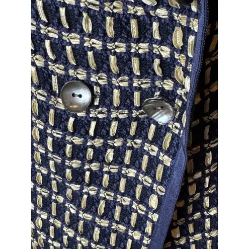 Carlisle New York Blazer Women 6 Blue Tan Tweed Double Breasted Preppy Mature