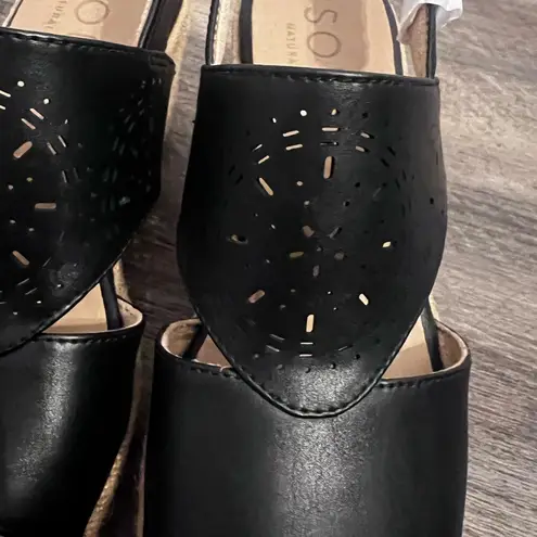 Naturalizer Soul Women's Ocean Slingback Wedge Sandal Size 7.5 M 🔥 Black