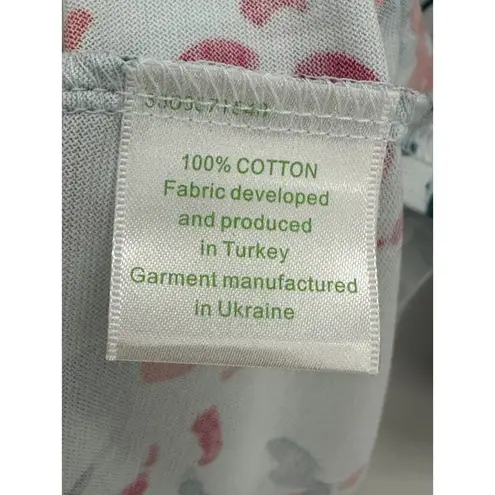 Garnet Hill Green Cotton by Blue Floral Wrap Front Dress Knee Length XL NWT