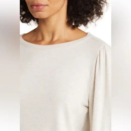 Caslon NWT Cozy Knit Top Beige Oatmeal Heather S | Soft Ballet Neck Long Sleeve
