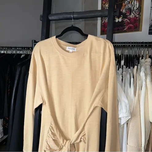 Nation Ltd Gloria Wrap Tie Mini Dress in Warm Sand Cotton