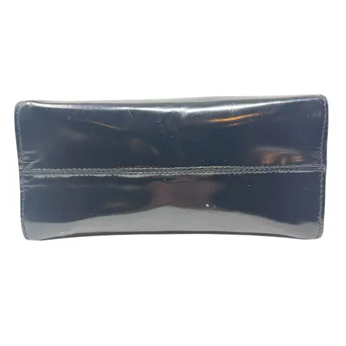 Furla Vintage Shoulder Bag Purse PVC Vinyl Silver Buckle Black