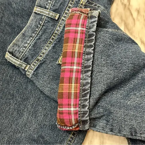 CE Schmidt Workwear Flannel Lined Womens Sz 14 X 34 Denim Blue Jeans Pink Check