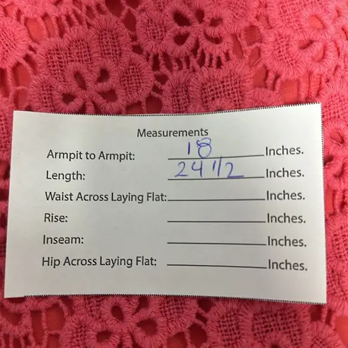 Jennifer Lopez  Women's Coral/Pink Tank Top Sz Large Crochet/Eyelet Floral Design