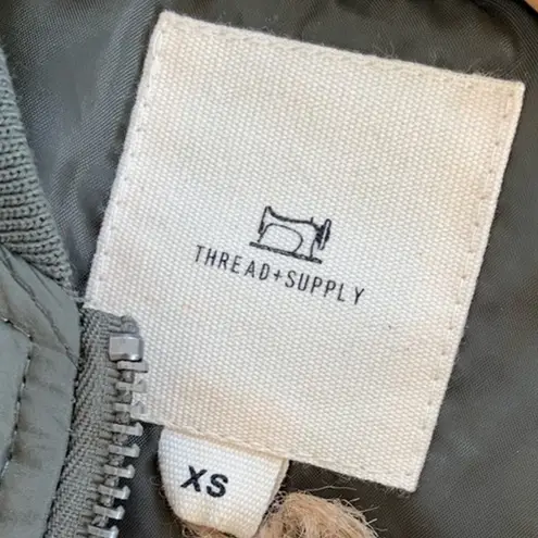 Thread & Supply Olive Green Quilted Bomber Jacket Women Size Extra Small NEW XS