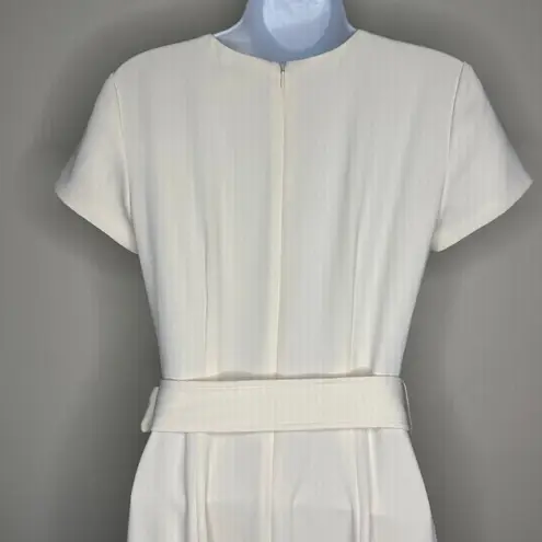 Club Monaco Womens Hidden Zip V-Neck Belted Jumpsuit in Cream - Size 00