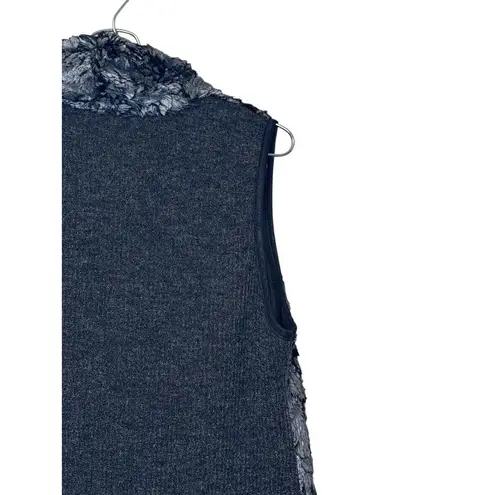 Zoe & Liv Zoe Women's Vest Open Front Collared Floral Design Sleeveless Gray Petite Small