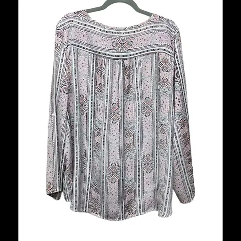 NYDJ Not Your Daughters Jeans Paisley Print Long Sleeve Blouse Plus Size 2X Purple Size XXL