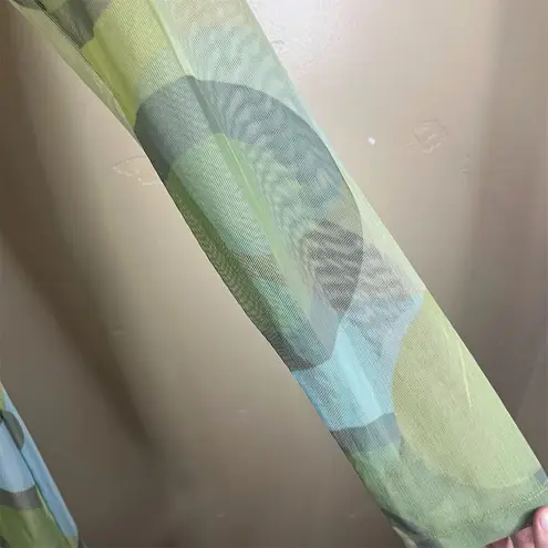 NOM 70s Retro Disco Geometric Dress Women's Medium Multicolor Knee Length Formal Green