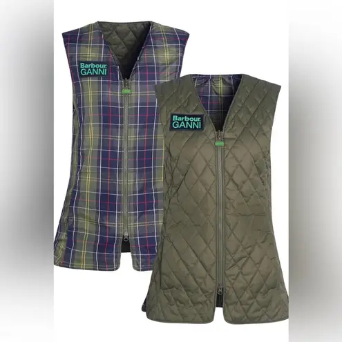 Barbour NWT x Ganni Collab Betty Reversible Vest Green size US10 UK14