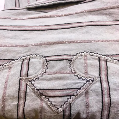 Diesel Striped Glitter Button Up Shirt Western Style Embroidery