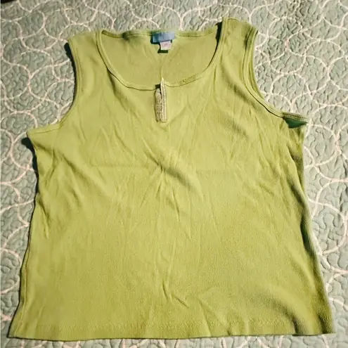 Jennifer Moore Green Tank Top with Bib Collar