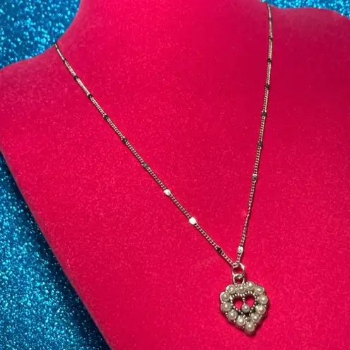 Pearl Encrusted Heart Shine Bead Choker Necklace Jewelry Sterling Silver