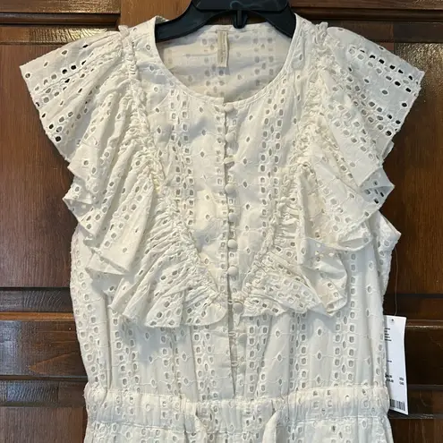Urban Outfitters NWT  Magnolia Eyelet Jumpsuit Dress Sleeveless Ruffled Small