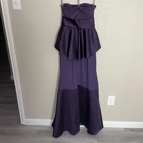 Vera Wang  White Trumpet Royal Purple Floor Length Strapless Gown 2